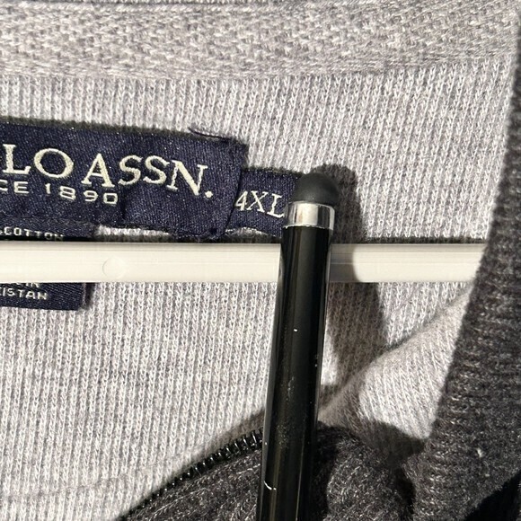 US Polo Big & Tall Men's Black 4XL High Neck Long Sleeve 1/4 Zipper Sweatshirt - Picture 4 of 6